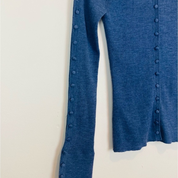 Altuzarra dusty blue button front polo collar wool and cashmere sweater. Small - Picture 2 of 6
